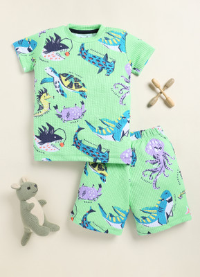 Yk Girls Casual T-shirt Shorts(Mint Green)