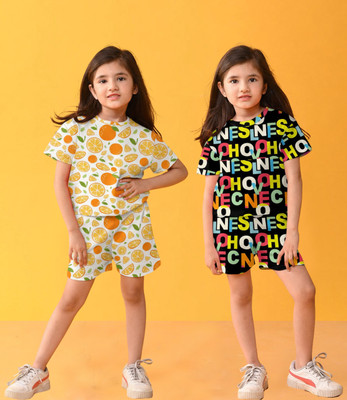 NVELIS Girls Casual T-shirt Shorts(Multicolor 19)