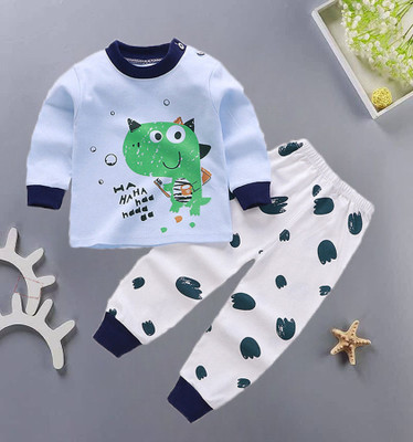 Dreamz Baby Boys & Baby Girls Casual T-shirt Pant(Water Blue)