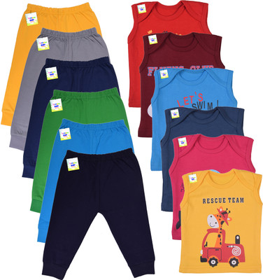 Toddylon Baby Boys & Baby Girls Casual T-shirt Pyjama(Multicolor)