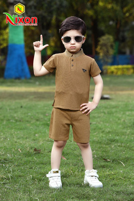 Meena and company Boys Casual T-shirt Shorts(Brown)