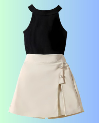 MENVVY TREND Baby Girls Party(Festive) Top Shorts(BLACK)