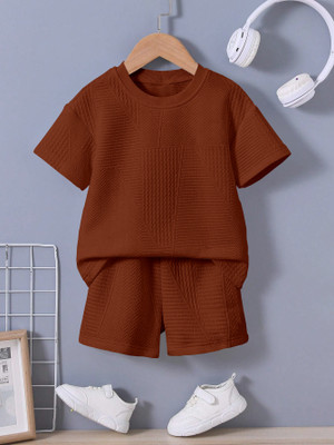 ALANTA Baby Boys Casual T-shirt Shorts(BROWN)