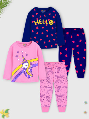 Trampoline Baby Boys & Baby Girls Casual T-shirt Pyjama(Pink, Blue1)