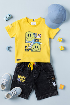 karnika Baby Boys Casual T-shirt Shorts(Yellow)
