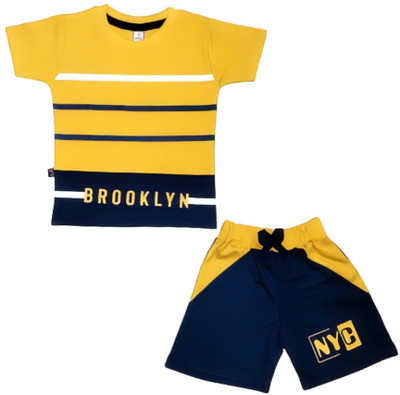 SANWARIA CLUB Baby Boys Casual T-shirt Shorts(YELLOW, NAVY)