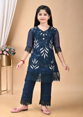 KF Kolkata Fashion Girls Party(Festive) Kurta Pant(OCEAN BLUE)