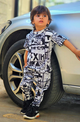 Zikigo Fab Baby Boys & Baby Girls Casual T-shirt Track Pants(BLACK)
