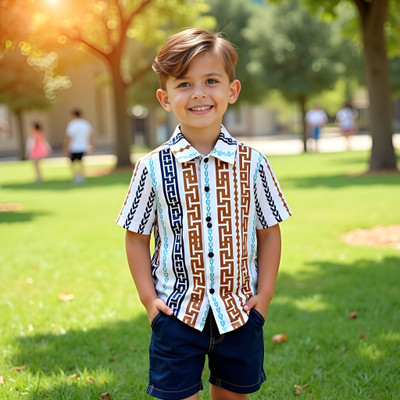 ANVARI Baby Boys Casual Shirt Shorts(101 NAVY)