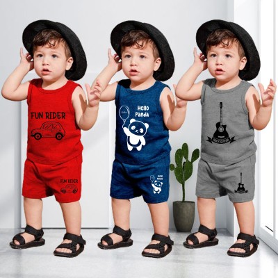 KidBee Boys & Girls Casual T-shirt Shorts(Multi-3pc-A-VST-JK+SRT-JK)