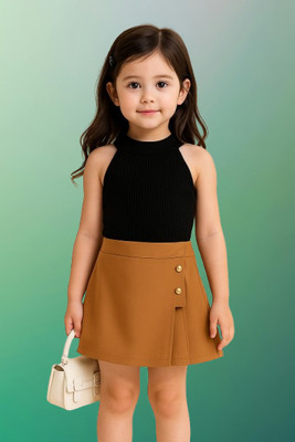 RIYANSHI Girls Casual Top Skirt(Black, Brown)