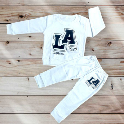 ZIKIDO Baby Boys & Baby Girls Casual T-shirt Track Pants(WHITE, WHITE)
