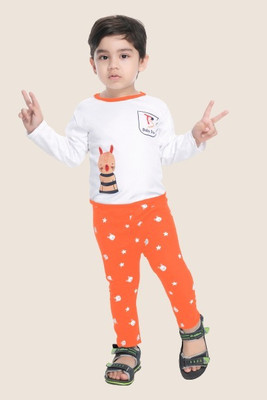 HENA TEXTILE Baby Boys Casual T-shirt Pant(ORANGE)