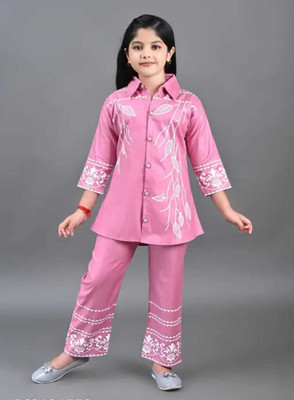 STEEPEARLY Girls Casual Top Pyjama(Pink)