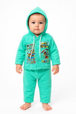 kidfashion Baby Boys & Baby Girls Angry Birds Party(Festive) Sweatshirt Sweatpant(Green)