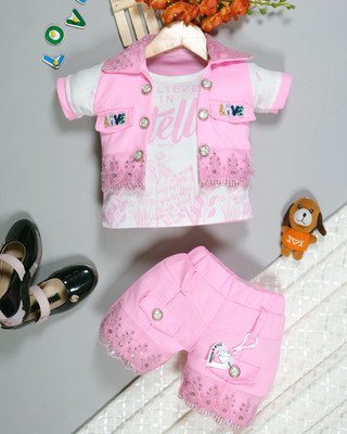 Litikit Fashion Baby Girls Party(Festive) Top Pant(Pink)