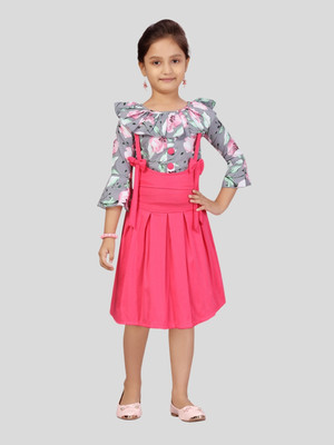 Aarika Girls Casual Top Skirt(Grey-Pink)