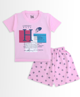 Wonder Klothes Boys Casual T-shirt Shorts(Pink)