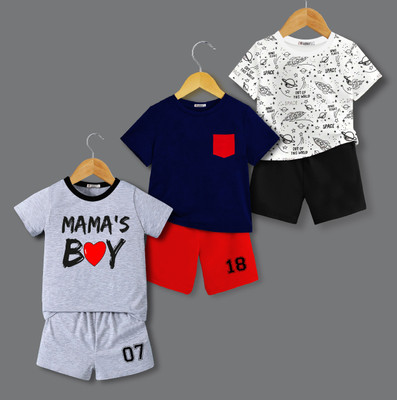 tarsier Baby Boys & Baby Girls Casual T-shirt Shorts(MAMAS MEL_ROCKET_NAVY POC_PC3)