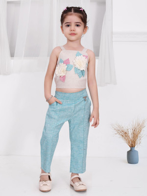 SOULSHINE Girls Casual Top Pant(Blue)