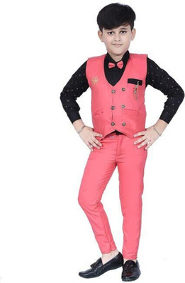 Fashionhub Boys Festive & Party Shirt, Waistcoat and Pant Set(Multicolor Pack of 3)