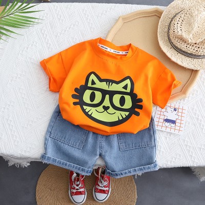 Googogaaga Baby Boys Casual T-shirt Shorts(Orange)