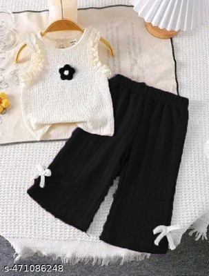 Chic Generation Baby Girls Casual Top Trouser(Moonlit Noir)
