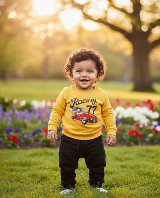 LAXIO Baby Boys & Baby Girls Casual Sweatshirt Track Pants(YELLOW, BLACK)