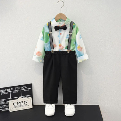 SWAR FASHIONS Baby Boys Party(Festive) Dress Shirt, Pant, Suspenders, Bow Tie(Multicolor, Black)