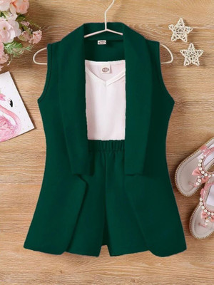 ozonetex Girls Casual Blazer Shorts(GREEN)