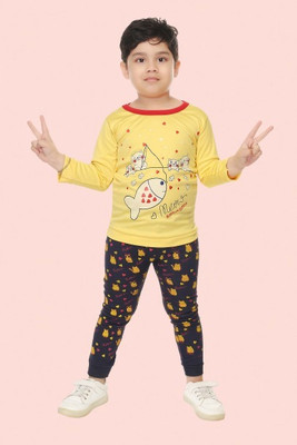 HENA TEXTILE Baby Boys Casual T-shirt Pant(YELLOW)