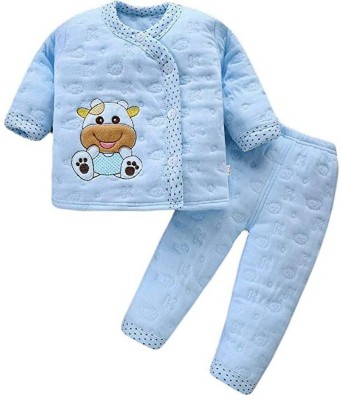 Lilz caress Baby Boys & Baby Girls Casual Top Pyjama(Blue)