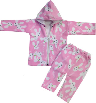 Shreesai Baby Boys & Baby Girls Casual Sweater Pyjama, Bandana(pink)