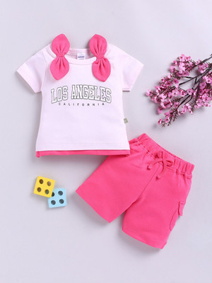 Mom's Love Baby Girls Casual Top Shorts(PEACH 2)