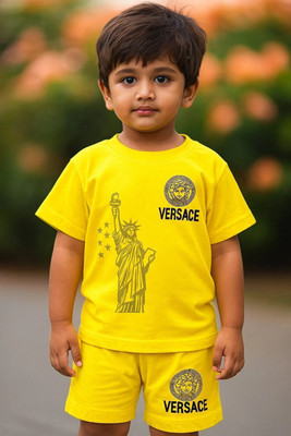 STYLESHIVAM Baby Boys Casual T-shirt Pant(Yellow)