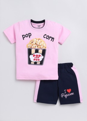 TOONYPORT Boys Casual T-shirt Shorts(Light Pink, Navy Blue)