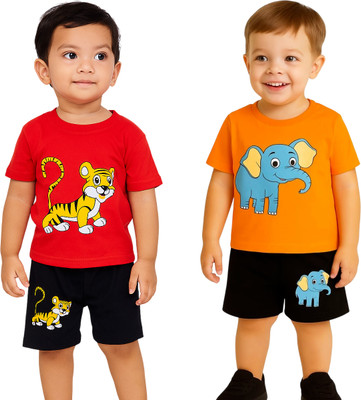 SEGRO Baby Boys & Baby Girls Casual T-shirt Shorts(RED, ORANGE)
