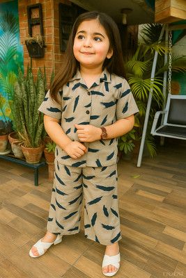 OOKSGAL Girls Disney Princess Party(Festive) Top Pant(BROWN)
