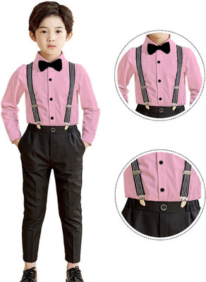 LittlerRebel Boys Party(Festive) Shirt Pant, Suspenders, Bow Tie(PINK)