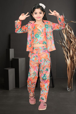 Amreliya Enterprise Girls Party(Festive) Top Pant(ORANGE)