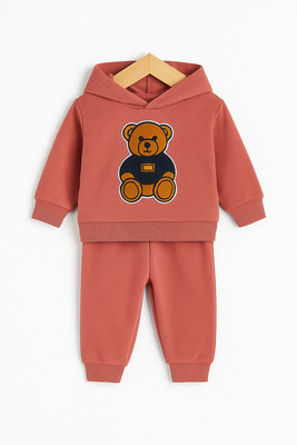 FASHIONCARNIVEL Boys & Girls Casual Sweatshirt Sweatpant(Redish Pink)