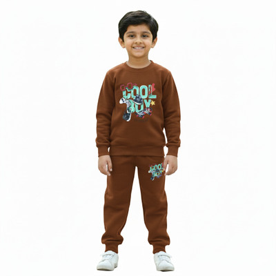 Kelvin Drip Boys Casual Sweatshirt Track Pants(Brown)