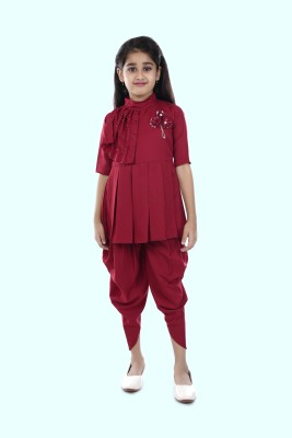 Style Stop Girls Party(Festive) Top Dhoti Pant(Maroon)