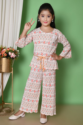 AHBAB CREATION Girls Party(Festive) Top Pyjama(Orange)
