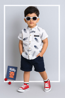 KILLER Baby Boys & Baby Girls Casual Shirt Shorts(MORPANKH_WHITE-BLUE)