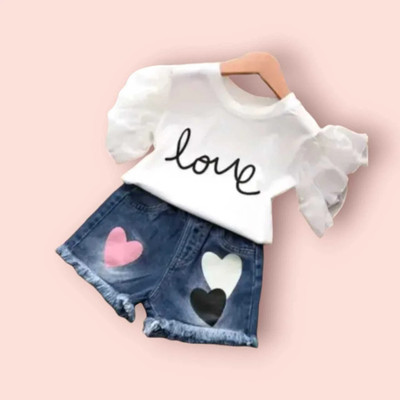 NIID FASHION Baby Girls Casual Top Skirt(WHITE BLUE)