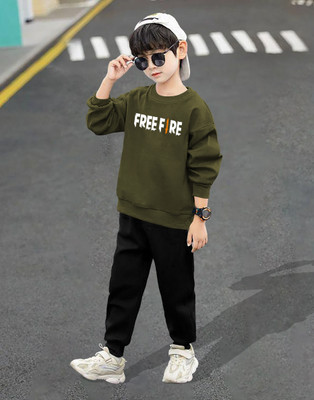 LGGARMENTS Boys Casual T-shirt Track Pants(Olive_2)