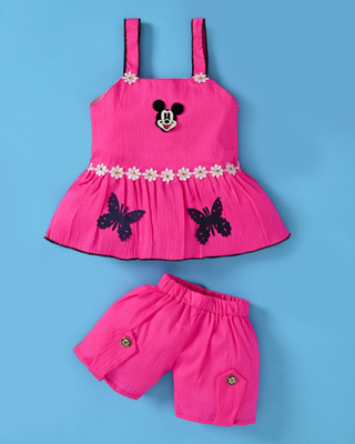SGLIFESTYLE Baby Girls Mickey Casual Top Shorts(Pink)