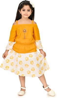 NEW BADSHA DRESSES Girls Party(Festive) Top Skirt(Yellow)