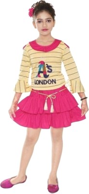 Oxipital Club Girls Party(Festive) Top Skirt(Pink,Cream)